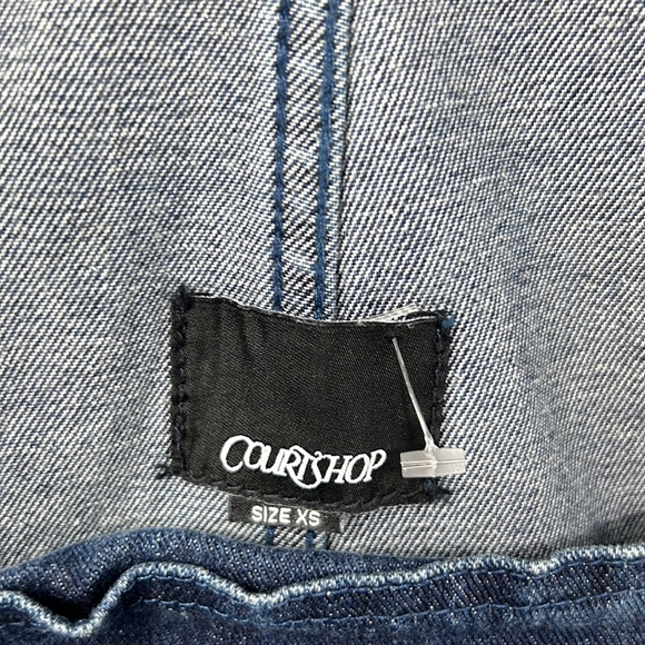 COURTSHOP DENIM OVERALL SHORTS SIZE WOMEN XS - Picture 4 of 8